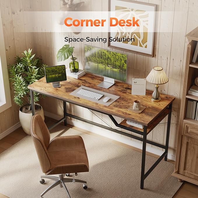 Mericonia 55x24 Inch Computer Desk, 0.6" Thick Small Office Table | Modern Simple Style, Study & Writing Table for Home Bedroom Work, Brown - Image 5