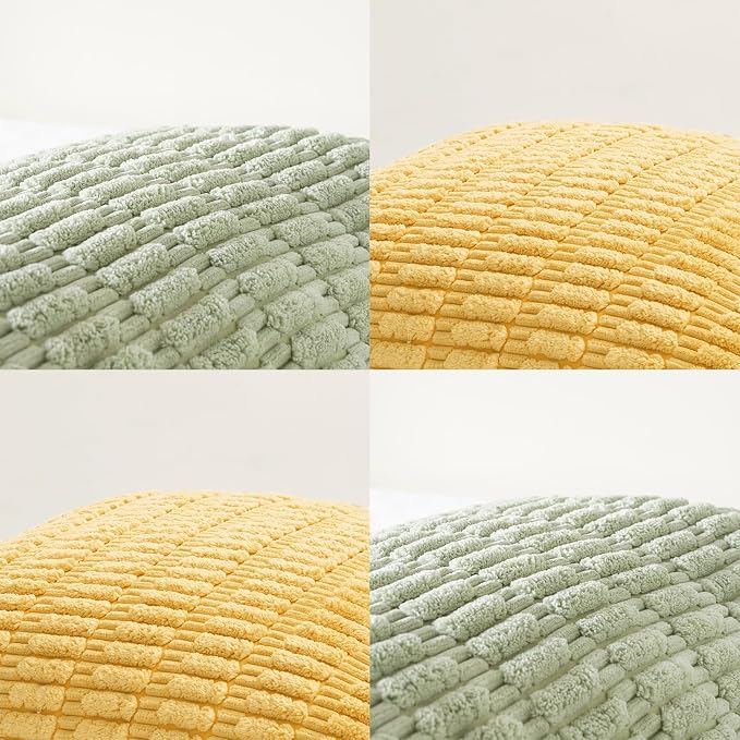 Fancy Homi 4 Packs Decorative Throw Pillow Covers for Living Room Couch Bed, Modern Farmhouse Boho Home Décor Accent Cushion Case, 20" x 20", Yellow Green Series - Image 4
