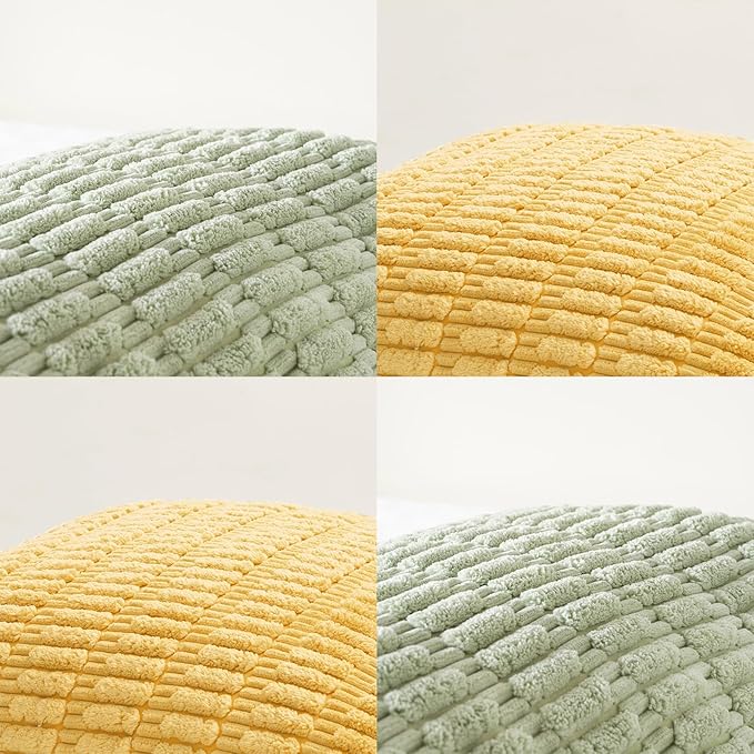 Fancy Homi 4 Packs Decorative Throw Pillow Covers for Living Room Couch Bed, Modern Farmhouse Boho Home Décor Accent Cushion Case, 20" x 12", Yellow Green Series - Image 4