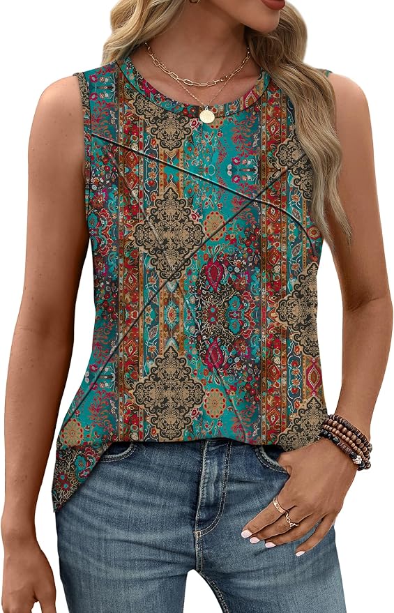 WIHOLL Women's Sleeveless Summer Crewneck Loose Fit Tank Tops - Image 3