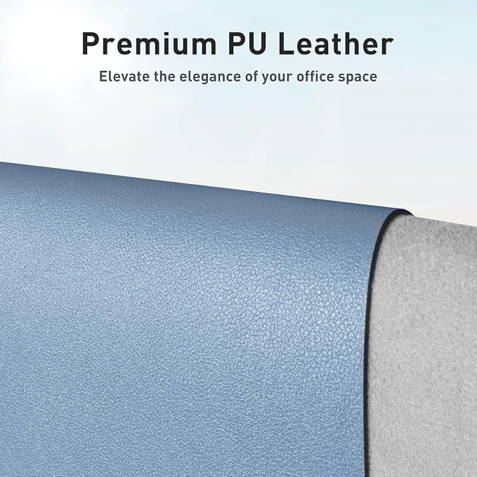 Aothia Leather Desk Pad Protector, Office Mat, Large Mouse Pad, Non-Slip PU Leather Blotter, Laptop Desk Pad, Waterproof Writing Pad for Office and Home (Denim Blue, 31.5" x 15.7") - Image 2