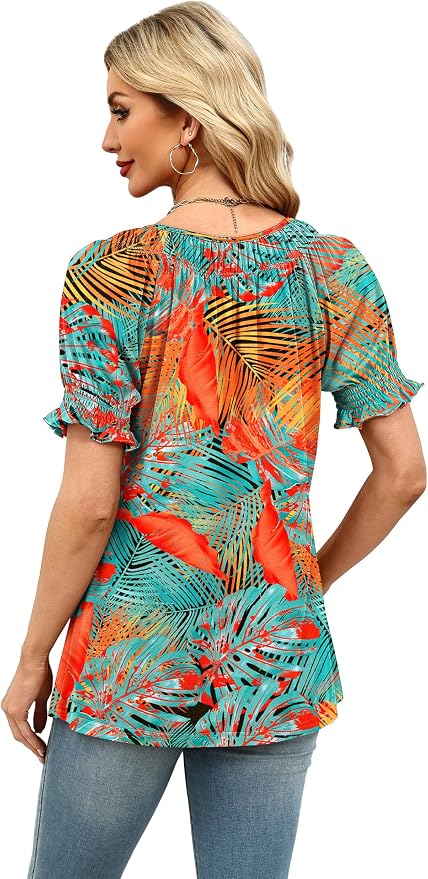 WIHOLL Womens Short Sleeve Square Neck Summer Tops Dressy Casual Blouses Trendy Clothes 2026 - Image 6