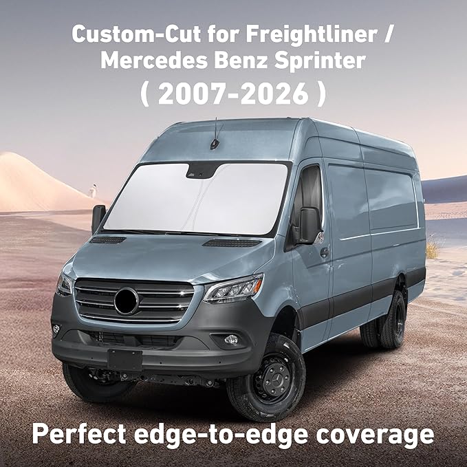 EcoNour Windshield Sunshade Compatible for Freightliner/Mercedes Benz Sprinter 2007-2024 2025 2026, Sun Visor for Front Windshield & Window Sun Shade Cover, UV Heat Protector, Car Accessories - Image 2