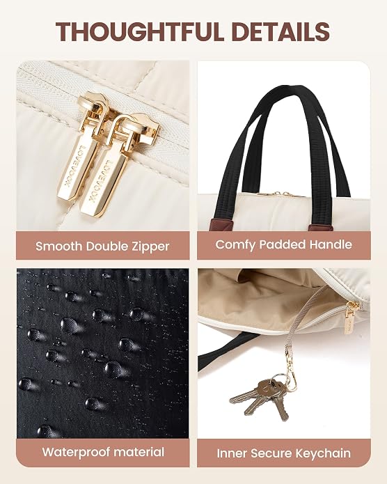LOVEVOOK Tote Bag for Women,Light Puffer Tote Bag with Multi-pockets,Stylish Carry on Laptop Bags for Daily,Travel,Work,Gym - Image 8