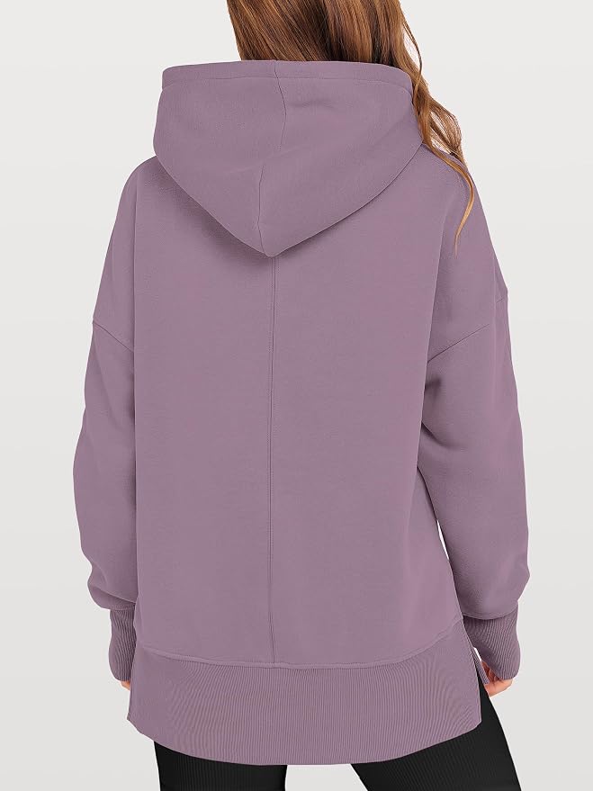 ANRABESS Womens Oversized Hoodies Long Sleeve Fleece Side Slit Hooded Sweatshirts Pullover 2026 Fall Outfits Y2K Clothes - Image 5