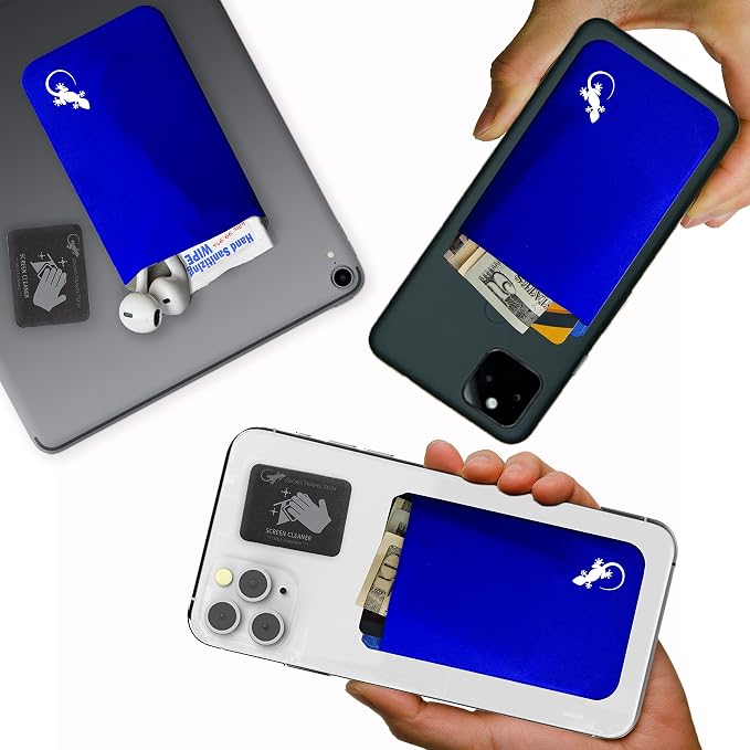 Phone Wallet - Adhesive Card Holder - Cell Phone Pouch - Stick on Lycra Pocket by Gecko - Carry Credit Cards and Cash - Image 2
