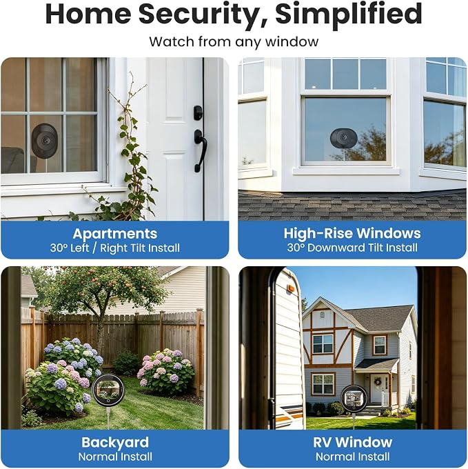 SOLIOM 5MP Window Camera with LCD Touchscreen,Indoor Camera for Home Security Outdoor,24/7 Recording,Anti-Glare Color Night Vision,AI Motion Detection, No-Drill Install for Apartments & Rentals - Image 8
