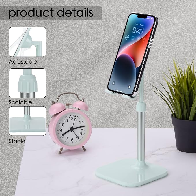 Doboli Cell Phone Stand, Phone Stand for Desk, Phone Holder Stand Compatible with iPhone and All Mobile Phones Tablet, Gifts for Adults Women Men Mom Wife, Turquoise - Image 4