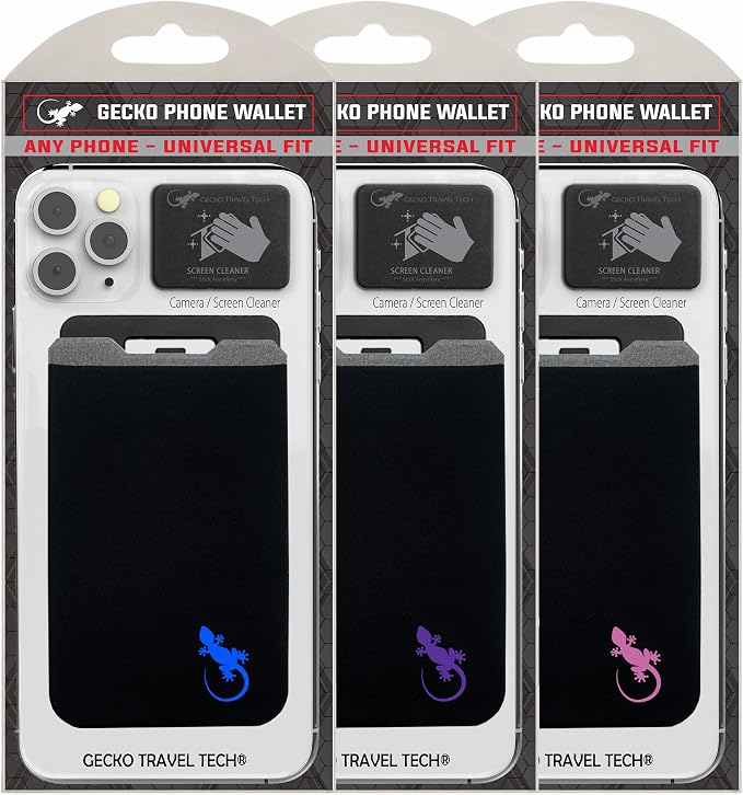 Phone Wallet - Adhesive Card Holder - Cell Phone Pouch - Stick on Lycra Pocket by Gecko - Carry Credit Cards and Cash - Image 2