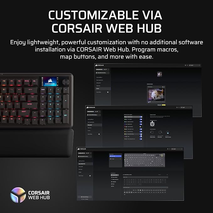 Corsair Vanguard 96 Wired Mechanical Gaming Keyboard – 96% Layout, MLX Fusion Tactile Switches, 8000Hz Polling, LCD Display, Virtual Stream Deck, G-Keys, SOCD Flashtap, QWERTY US – Black - Image 12