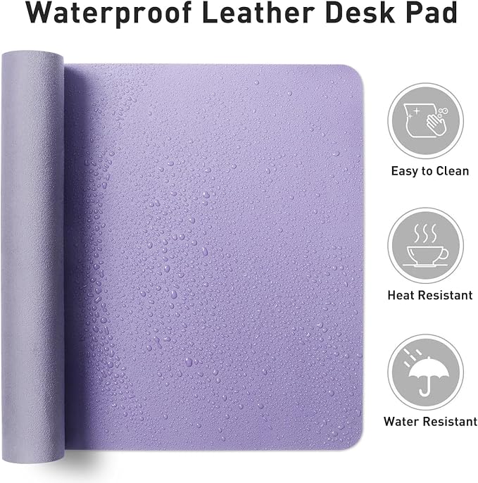 Aothia Faux Leather Desk Mat (Light Purple, 48" x 17") | Creates A Clean, Organized Workspace With One Surface For Your Keyboard, Laptop And Mouse - Image 7