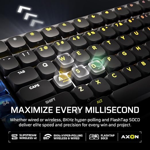 Corsair Vanguard AIR 99 Wireless Low-Profile Optical-Mechanical RGB Gaming Keyboard – QWERTY US, 99% Layout, OPX Switches, 8000Hz Hyper-Polling, Stream Deck Integration, Flashtap SOCD – Black - Image 5