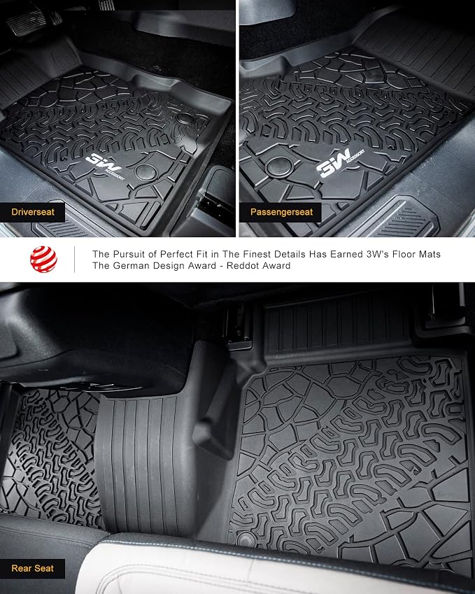 3W Floor Mats Fit for 2021-2025 2026 Ford Bronco 4-Door, All Weather TPE Custom Fit Bronco Floor Liners Car Accessories (Not Fit Sport & Vinyl Floor) - Image 8