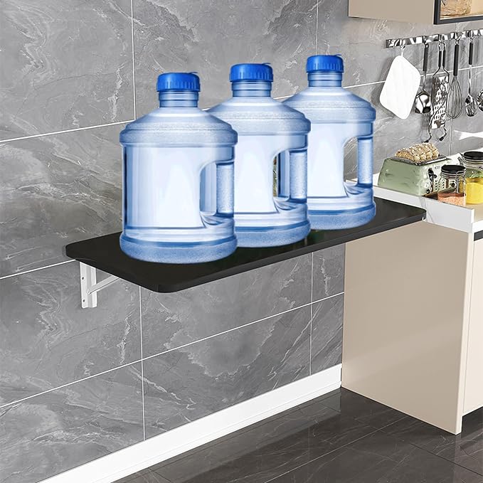 Laundry Table for Folding Clothes,Wall Mounted Folding Desk,Wall Table Fold Down,Floating Wall Desks for Small Spaces,Home Office Study Work Bench, Kitchen(Black 31.5×19.7inch - Image 6
