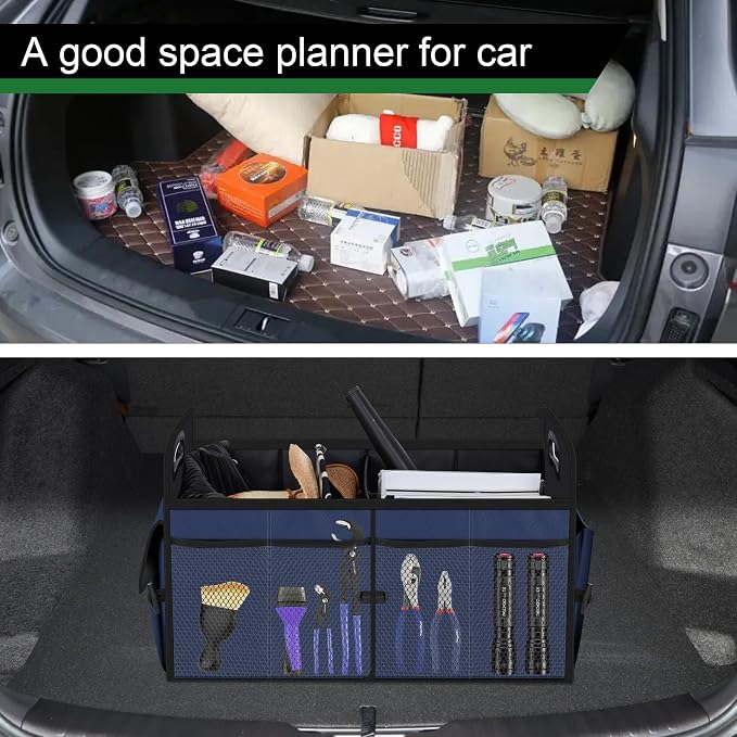 Femuar Car Trunk Organizer,Car Storage Organizer with 72L Large Capacity Waterproof Collapsible and 11 Pockets,Trunk Organizer for Car Suv/Jeep/Sedan, Large Size,Blue - Image 6