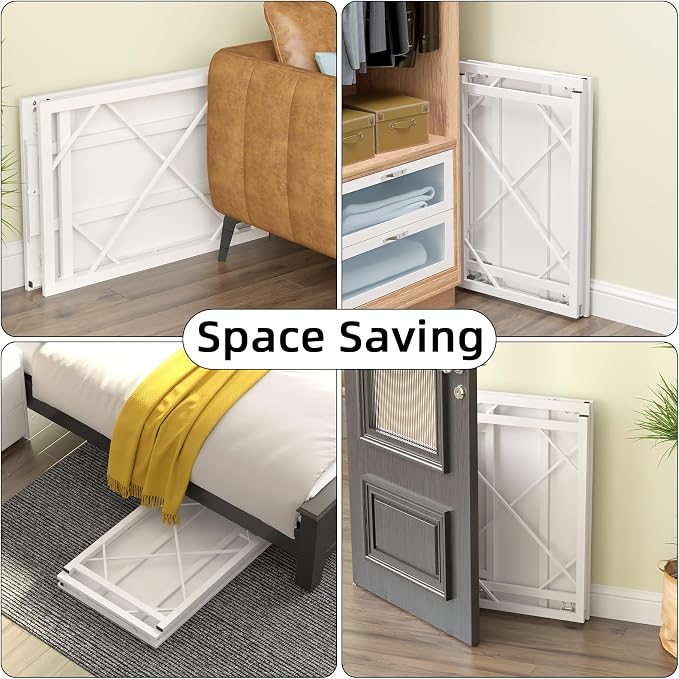 Elephance Folding Desk Writing Computer Desk for Home Office No-Assembly | Study Office Desk,Foldable Table for Small Spaces,31.5 Inch,White - Image 5