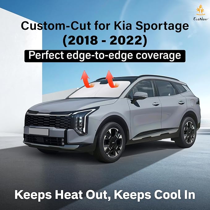 EcoNour Windshield Sunshade Compatible for Kia Sportage 2018-2020 2021 2022, Sun Visor for Front Windshield & Window Sun Shade Cover, UV Heat Blocker & Protector, Car Accessories - Image 2