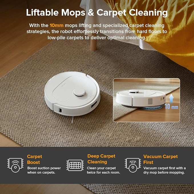 roborock Qrevo Series Robot Vacuum and Mop, Upgraded from Qrevo S | 8000Pa Suction, Anti-Tangle Brushes, Smart Obstacle Avoidance, Auto Mop Washing, All-in-One Dock, Spinning Mop, White(QV 35A) - Image 6