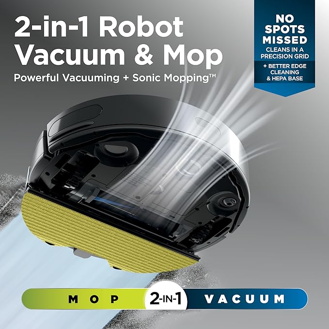 Shark Matrix Plus 2-in-1 Robot Vacuum & Mop, Black/Mocha Silver, AV2630WA | Sonic Mopping, Matrix Clean, CleanEdge, HEPA 45-Day Self-Empty Base, 360° LiDAR Mapping, Self-Cleaning Brushroll, Wi-Fi - Image 2