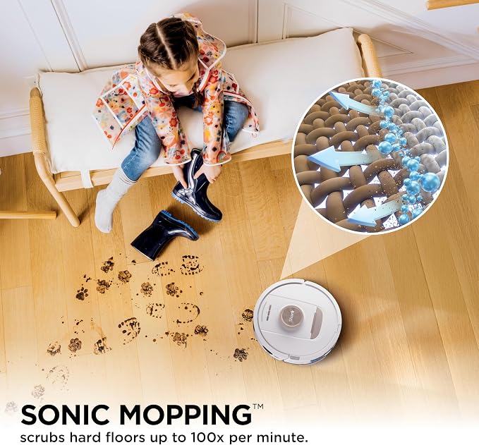 Shark Stratos | 2-in-1 Robot Vacuum & Mop for Carpets & Hard Floors | Powerful Suction & Mopping for Pet Hair | Self-Empty & Self-Clean NeverTouch Base | 60-Day Capacity | HEPA | White | AV2700ZE​ - Image 3