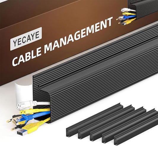 YECAYE Cable Management, 6 Pack, Black | Cord Organizer;Adhesive Mount;No-Drill Under Desk Wire Management;for Home Office;Baby proofing by Yecaye