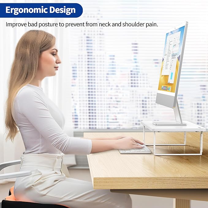 BESIGN MS01 Monitor Stand Riser, Height Adjustable Laptop Stand, Computer Monitor Stand for Monitor, Computer,Laptop,Printer (White) - Image 2