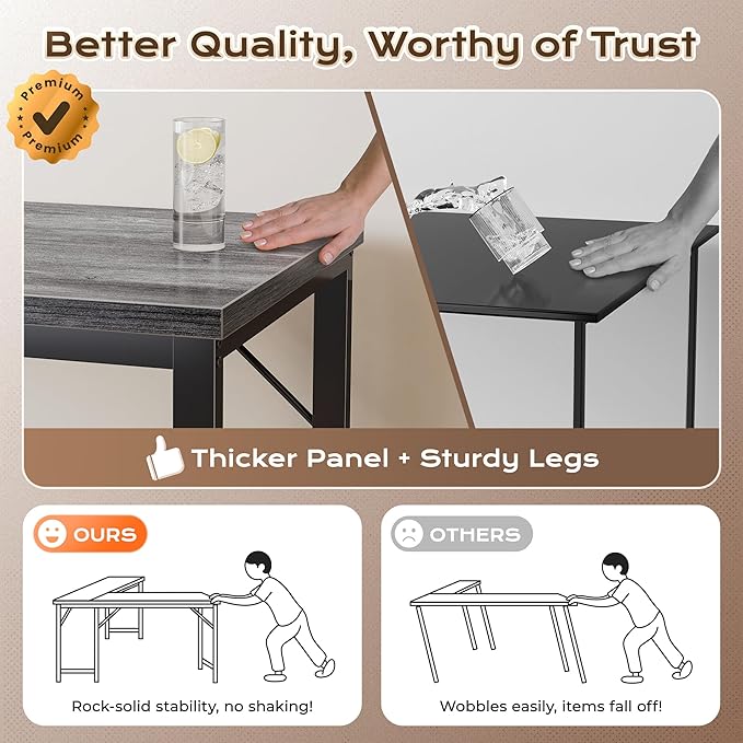Huuger 63 Inch L Shaped Desk with Power Outlets and USB-C Port, Reversible Computer Desk, Larger Office Corner Gaming Desk, 0.95 Inch Thicker Desktop, Metal Frame, for Home Office, Study, Grey - Image 7
