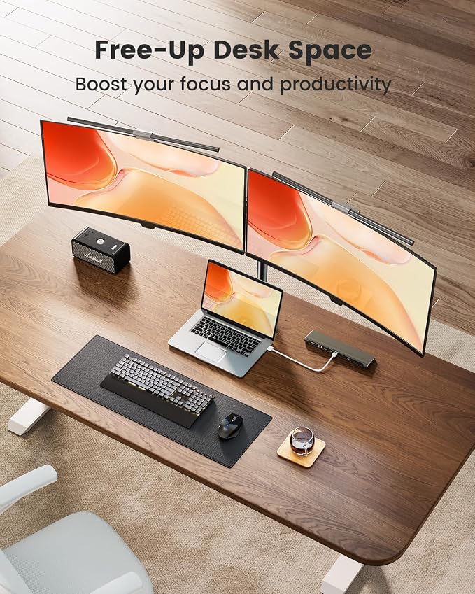 ErGear Dual Monitor Stand, Heavy Duty Adjustable Monitor Desk Mount for 2 Screens up to 32 Inches, Fully Adjustable Height, Tilt, Swivel, Rotate, Supports 17.6 lbs per Monitor Arm, Easy Installation - Image 9