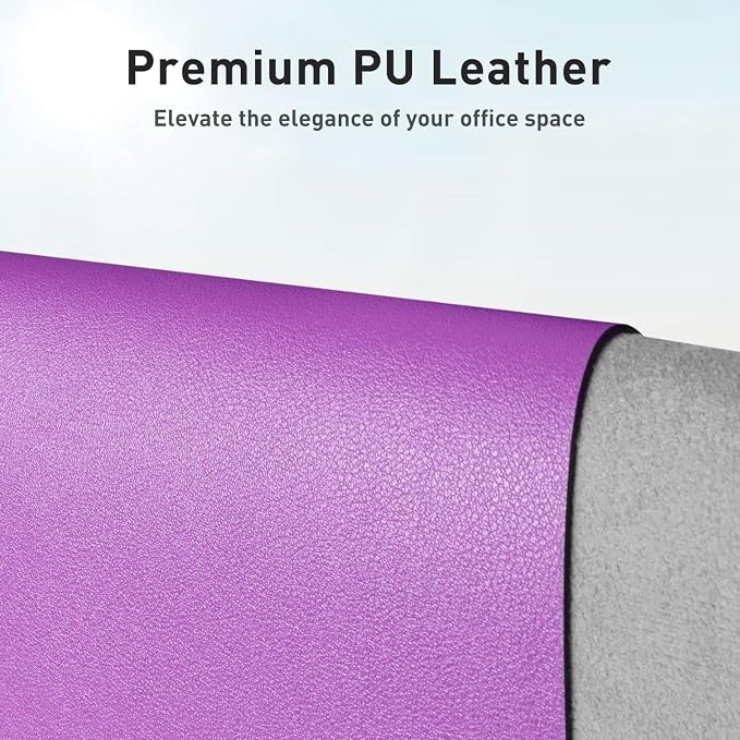 Aothia Faux Leather Desk Mat – Large Mouse Pad, Non-Slip PU Leather Blotter, Waterproof Writing Surface for Office and Home (Iris Violet, 47.2" x 23.6") - Image 2