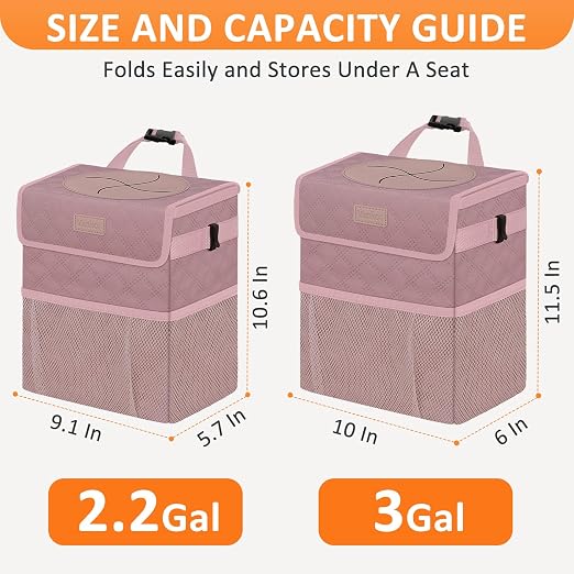 Vankor Car Trash Can Cute Trash Bag Bin Hanging Waterproof Automotive Garbage Cans Leak Proof Vehicle Trash Can Diamond Pattern-Pink - Image 7