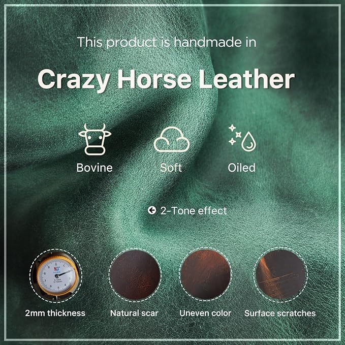 Hiram Handmade Crazy Horse Leather Tech Organizer Travel Case – Accessories Organiser Bag for Laptop, Tablet & Cell Phone, Double Compartment Charger Organizer Travel Case Green - Image 5