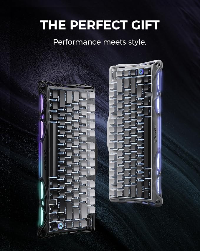 GravaStar Mercury K1 75% Wireless Mechanical Gaming Keyboard RGB Backlit | Gasket Mount, Hot Swappable Linear Switches, Creamy Sound Keyboard, 2.4GHz/USB-C/Bluetooth 5.0, for Win/Mac【Gradient Black】 - Image 8