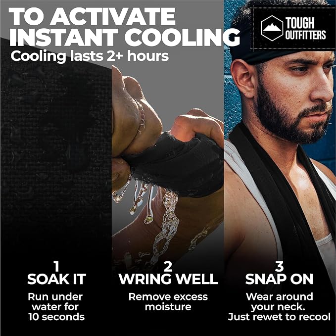 Tough Outdoors Cooling Towel - Cooling Towels for Neck & Face - Ice Wrap & Sweat Rag for Camping Gym Yoga & Sports - Workout Towel for Gym Sweat - Cool Towels for Extreme Heat - 4 Pack - Image 3