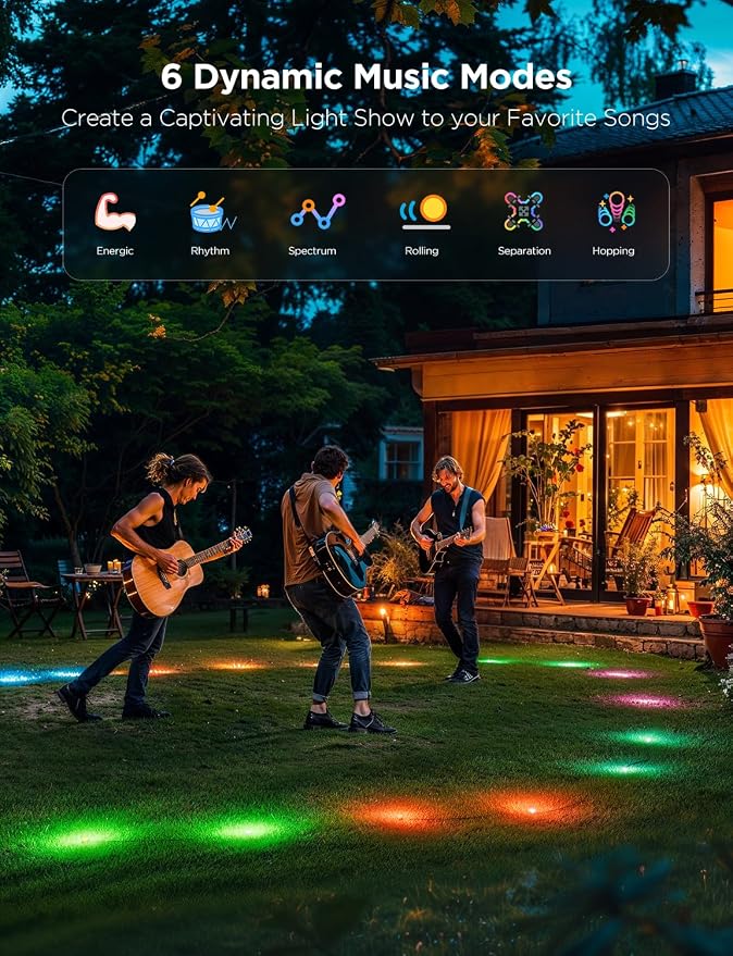 Govee Outdoor Ground Lights 2, 50ft Patio Decorations, 15 Pack | RGBIC Pathway Lights With 100LM Warm White, IP67 Waterproof, 63 Scene Modes, Works With Alexa, Google Assistant - Image 5