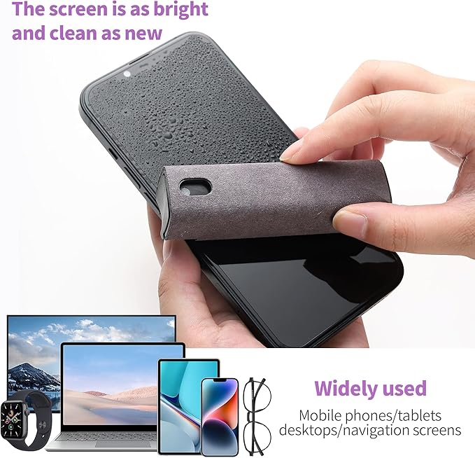 CUIUD Touchscreen Screen Cleaner Kit 2 Pcs, Phone, Tablet and Car Screen Cleaner, Two in One Spray and Microfiber Cloth(2 Pack Grey) - Image 7