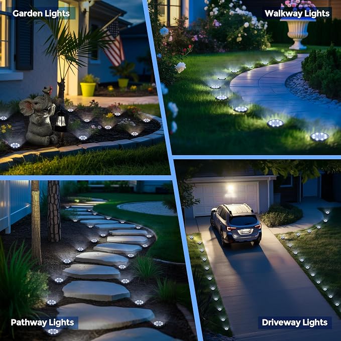 SOLPEX Mini Solar Ground Lights, 12 Pack Pathway Solar Lights Outdoor Waterproof, Garden Lights for Driveway Walkway Yard Landscape (Cool White) - Image 2