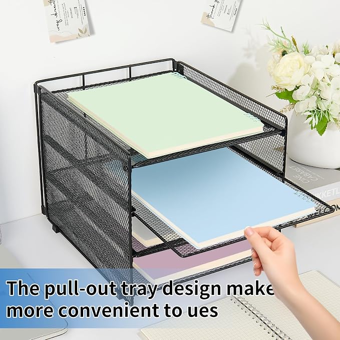 OPNICE 4-Tier Paper Organizer Letter Tray, Desk Organizers and Accessories, Office Desk Accessories, Desktop File Organizer for Office, Home or School, Black - Image 5
