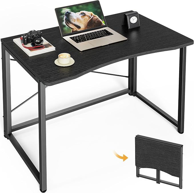 Huuger Folding Desk for Small Spaces, 31.5 Inch Foldable Computer Table, Easy Assembly, for Home Office, Study, Bedroom, Dorm, Space Saving, Small Writing Work Office Computer Desk, Black by Huuger