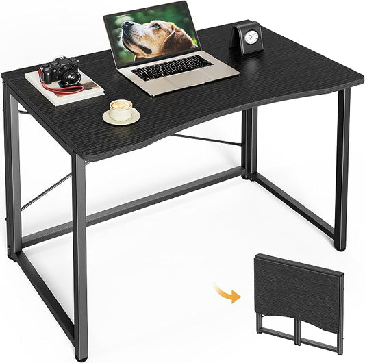 Huuger Folding Desk for Small Spaces, 31.5 Inch Foldable Computer Table, Easy Assembly, for Home Office, Study, Bedroom, Dorm, Space Saving, Small Writing Work Office Computer Desk, Black by Huuger