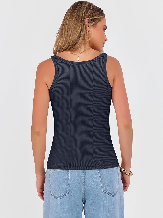 ANRABESS V Neck Tank Tops for Women Ribbed Knit Camisole 2026 Summer Casual Sleeveless Slim Fitted Basic Cami Shirts Clothes - Image 5