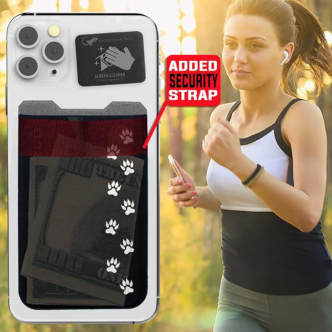 Phone Wallet - Adhesive Card Holder - Cell Phone Pouch - Stick on Lycra Pocket by Gecko - Carry Credit Cards and Cash - Image 7