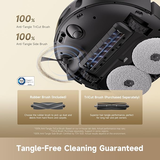 dreame D30 Ultra CE Robot Vacuum and Mop, 25,000Pa Powerful Suction | 0.41in Mop Lifting, Multifunctional Base Station, Auto Dust Emptying & Mop Self-Cleaning, Smart Obstacle Avoidance, Black - Image 6