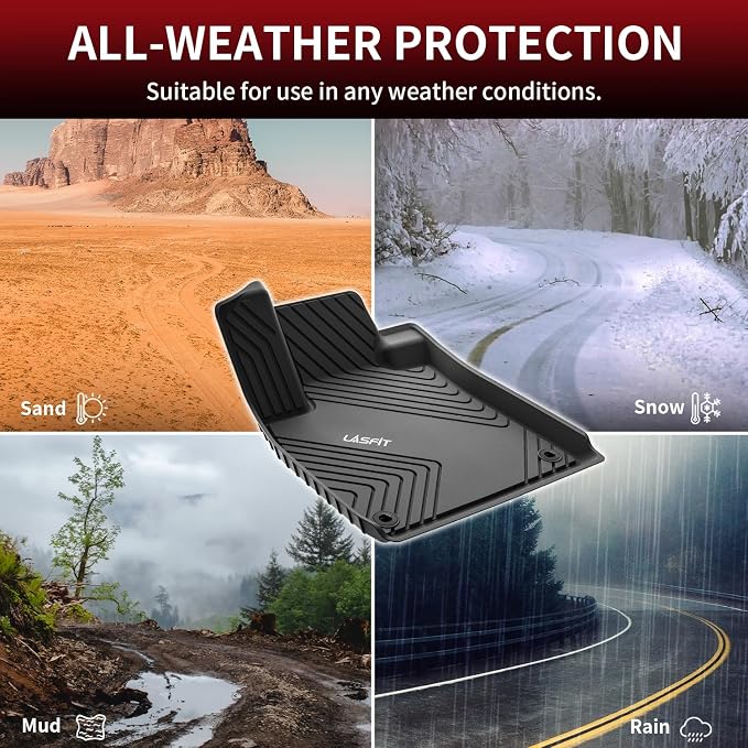 LASFIT Floor Mats for Honda Accord Sedan 2026 2025 2024 2023 (Gasoline & Hybrid), All Weather Protection Custom Fit Anti-Slip TPE Floor Liners,1st & 2nd Row, Black - Image 6