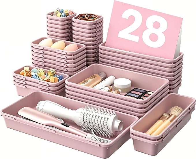 【Military Grade】A-LuGei Drawer Organizer,【】Makeup organizer,【Holds 177 Items】Bathroom Organizers and Storage,Organization and Storage,Desk Drawer Organizer for Vanity【Lilac】 by A-LUGEI