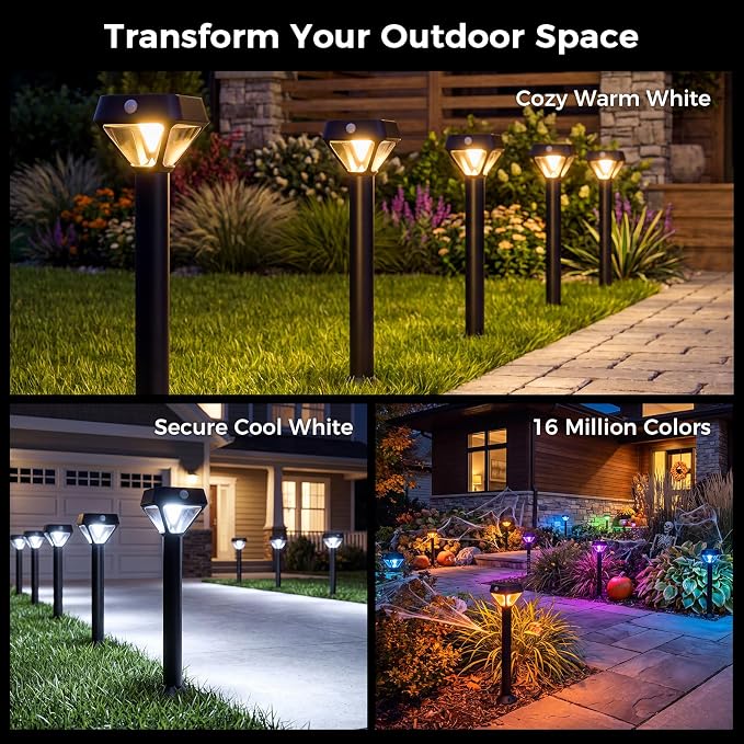 XMCOSY+ Smart Solar Pathway Lights, Motion Sensor Outdoor Light, 6 Pack | Smart Gateway Included, App & Voice Control Landscape Lights Solar Powered, RGBCW DIY Light, Auto Schedules, IP65 Waterproof - Image 4