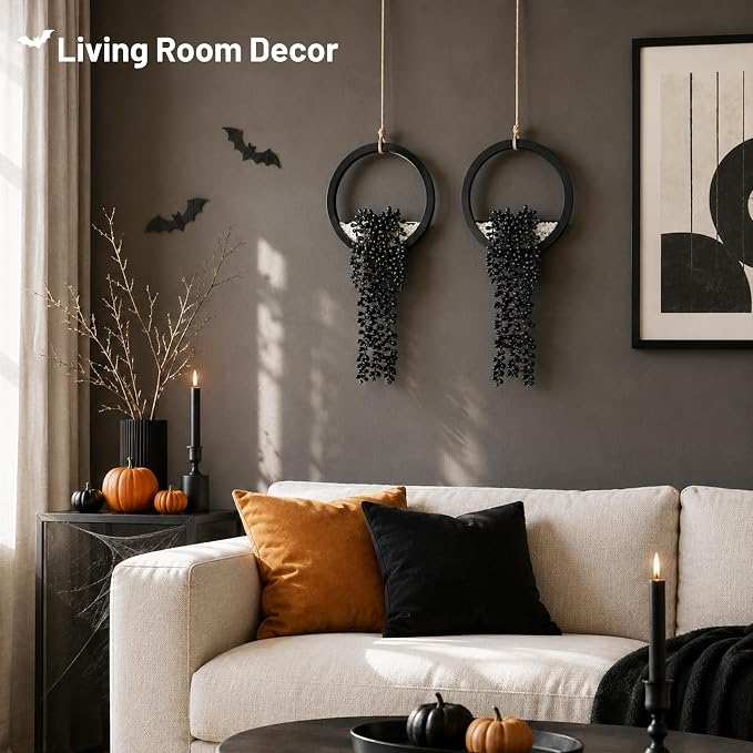 Der Rose 2 Pack Black Fake Hanging Plants Artificial Plants, Faux Succulent Wall Decor for Bathroom Bedroom Living Room Kitchen, Halloween Decor - Image 7