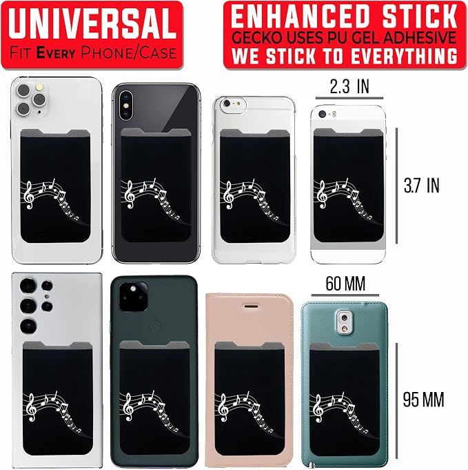 Phone Wallet - Adhesive Card Holder - Cell Phone Pouch - Stick on Lycra Pocket by Gecko - Carry Credit Cards and Cash - Image 4