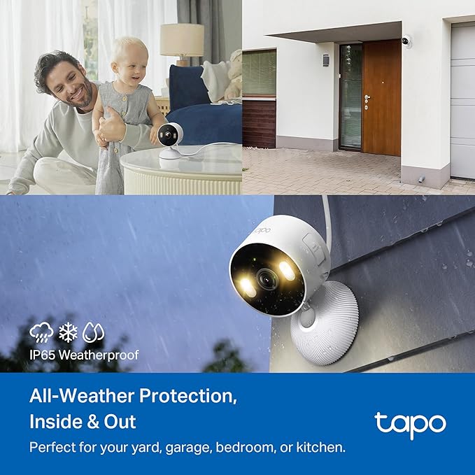 Tapo 1080p Indoor/Outdoor Security Camera - Free Person/Motion/Baby Cry Detection, Color Night Vision, IP65 Weatherproof, SD/Cloud Storage, Works w/Alexa & Google Home HybridCam - Image 2