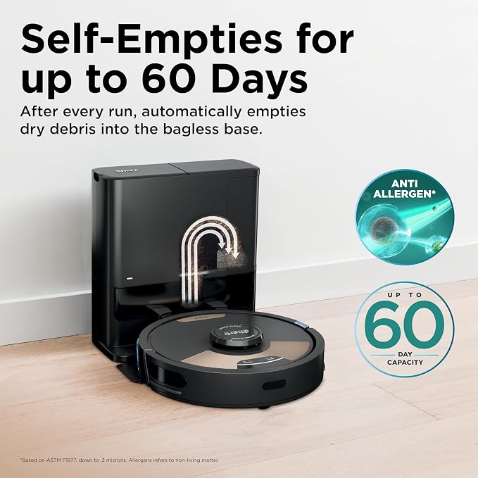 Shark Matrix Plus 2in1 Robot Vacuum & Mop with Sonic Mopping, Matrix Clean, Home Mapping, HEPA Bagless Self Empty Base, CleanEdge, for Pet Hair, WiFi, Compatible with Alexa, Black/Gold (AV2613WA) - Image 6