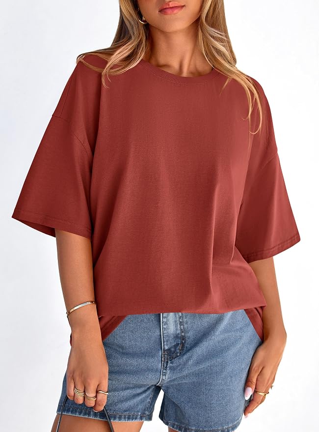 PRETTYGARDEN Womens 2026 Spring Going Out Tops Casual Short Sleeve Crewneck Loose Fit Basic Oversized T Shirts Summer Outfits - Image 8